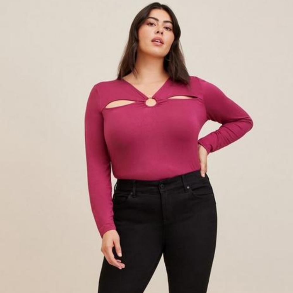 Torrid Super Soft Cut Out Berry Blouse 1